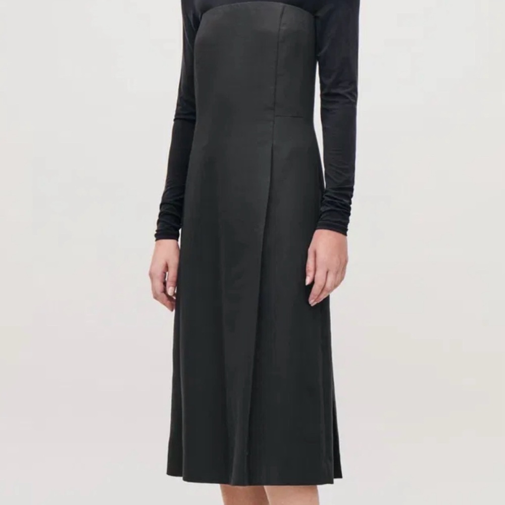 COS PLEATED STRAPLESS Black Dress SZ 12